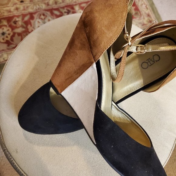 Colorblock anklestrap wedge shoes - Picture 3 of 8